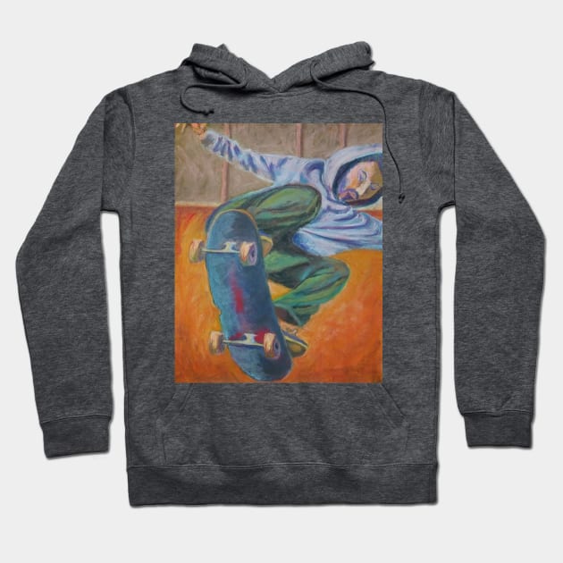 Confidence Skateboarder Pastel Painting CON3058 Hoodie by missdebi27